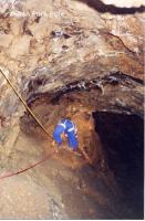 Climbing up into the Main Chamber, 1997. (Photographer: L.J. Wilson)
