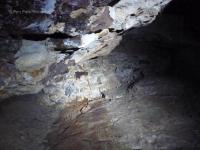 The blockage at the original cave entrance, seen from below. (Photographer: A. Atkinson)